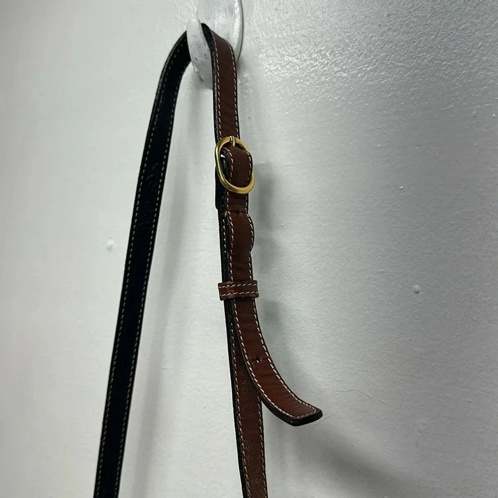 Bally Shoulder Bag Crossbody Strap Purse Pebbled Leather Brown Black Vintage - Picture 11 of 14